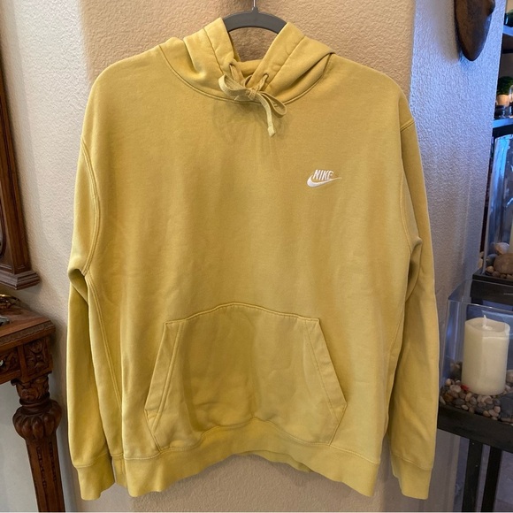 NIKE Yellow Hoodie Sweatshirt Size Large - Picture 1 of 7